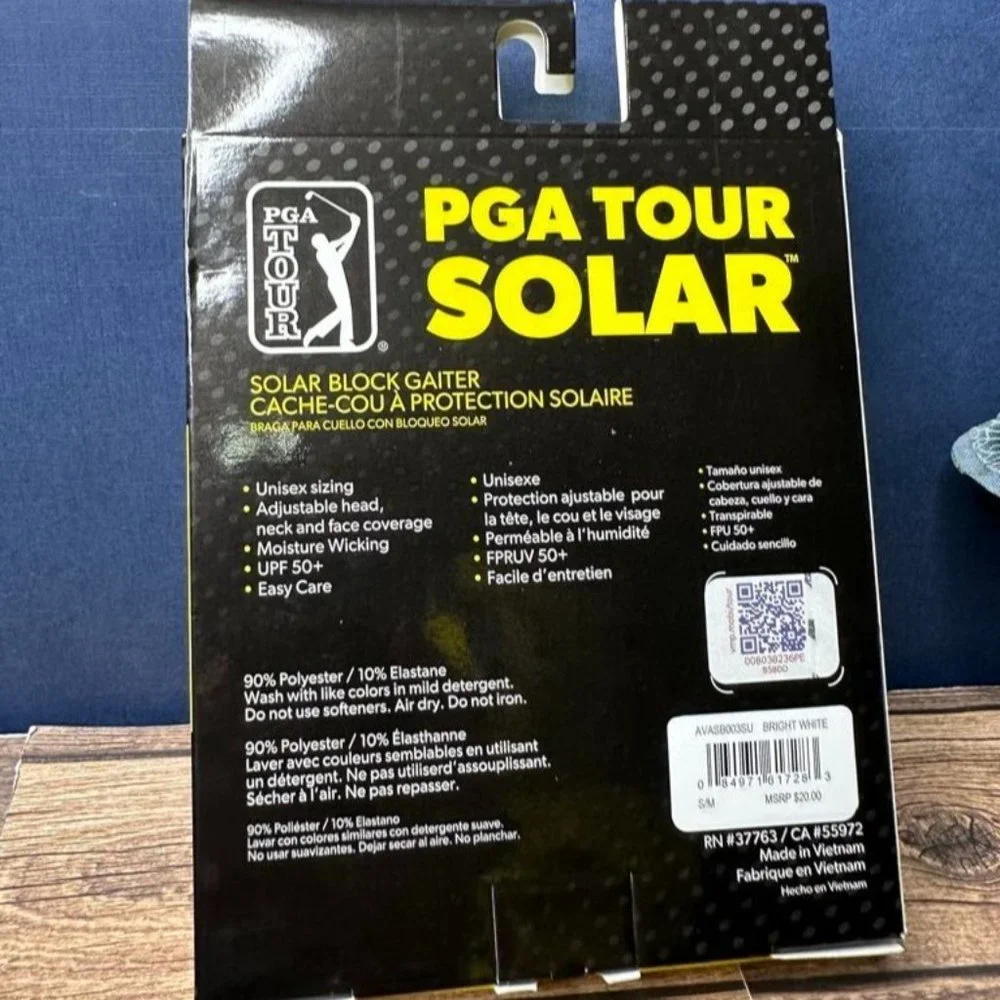 NWT PGA Tour Golf UPF50 Solar Block Gaiter Size S/M (White) *UNOPENED*
